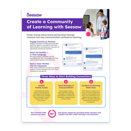 Data Sheets - Create a Community of Learning with Seesaw