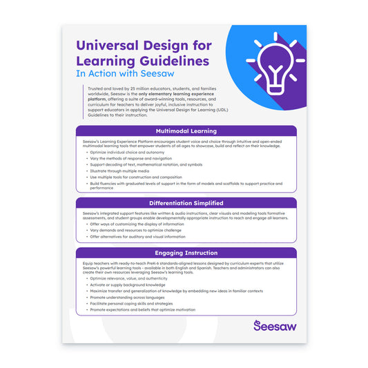 Data Sheets - UDL Guidelines in Action with Seesaw